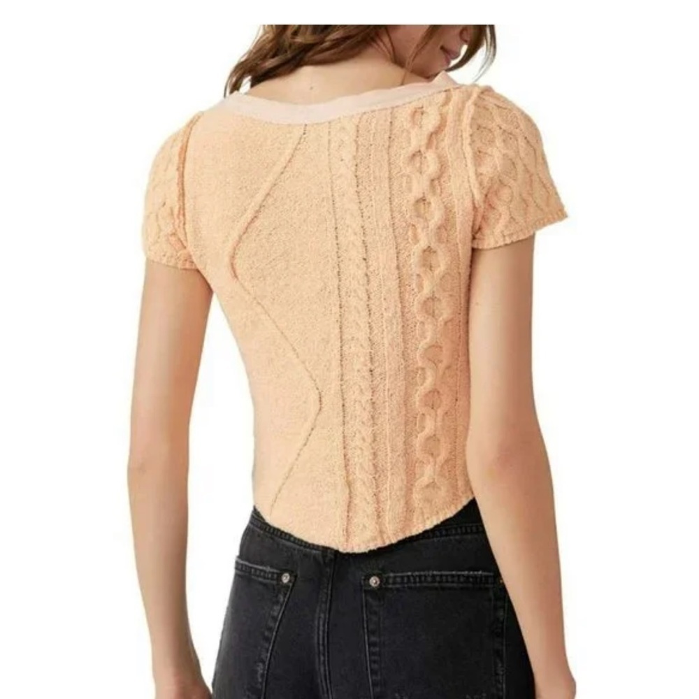 Free People Baby Cable Sweater in Belle Of Georgia New Short Sleeve new with tag - Picture 2 of 3
